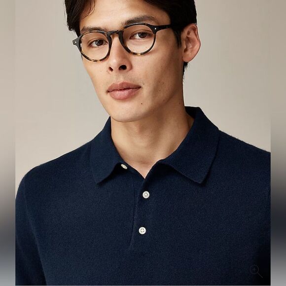 J CREW Cashmere collared sweater-polo in dark navy blue - Picture 5 of 8